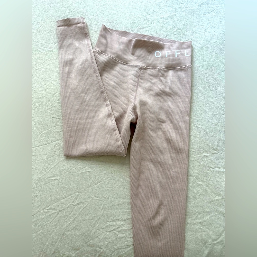 Offline by Aerie Light Baby Blush Pink Ribbed Activewear Leggings